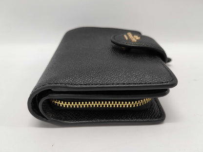 COACH Leather Compact Wallet Black