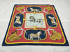 HERMES 100% Silk Carré 90 GRAND APPARAT Horse in Full Dress Red and Blue Scarf