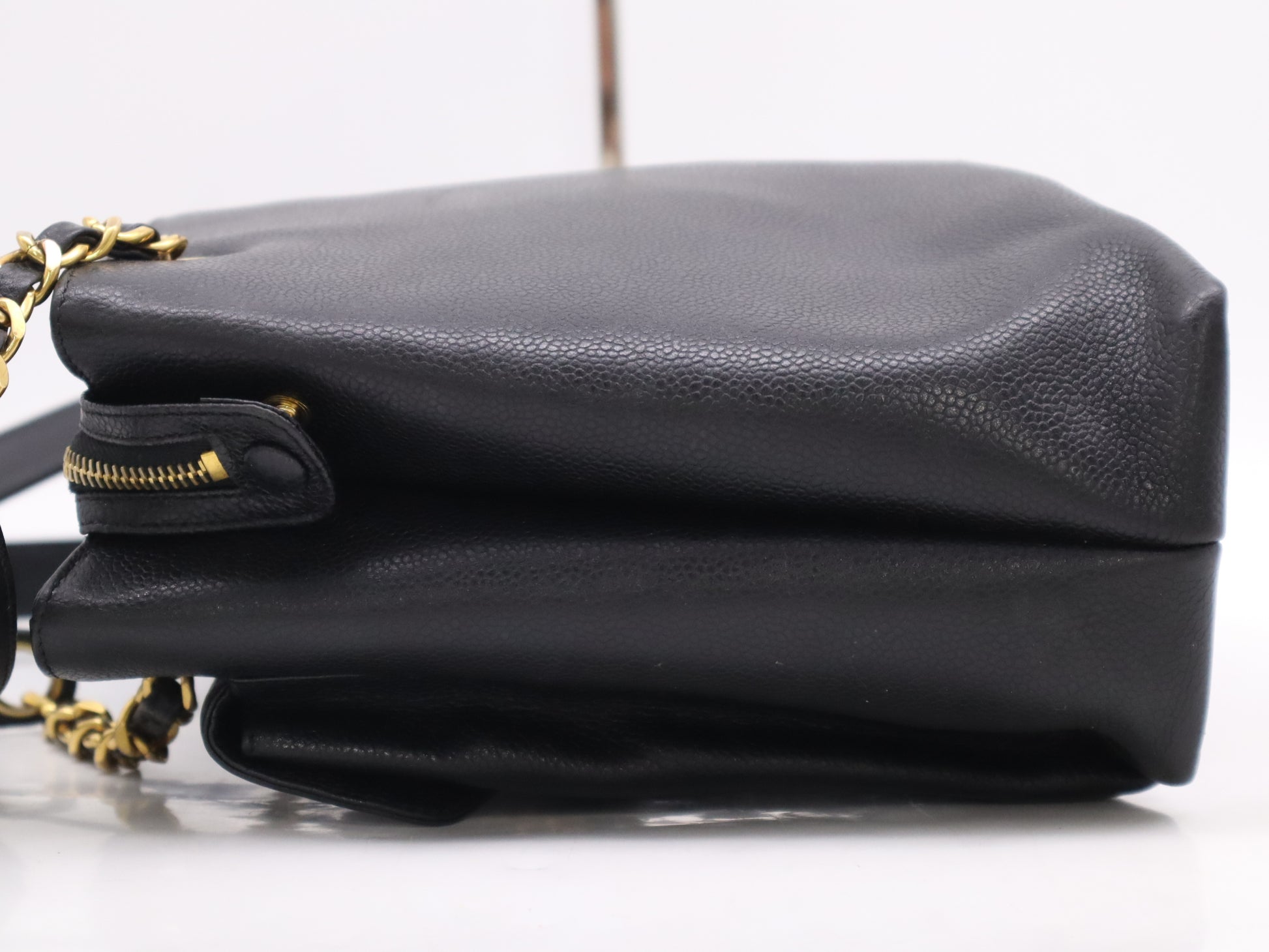 CHANEL Caviar Skin Coco Mark Chain Black GD Hardware Unclear Seal Shoulder Bag