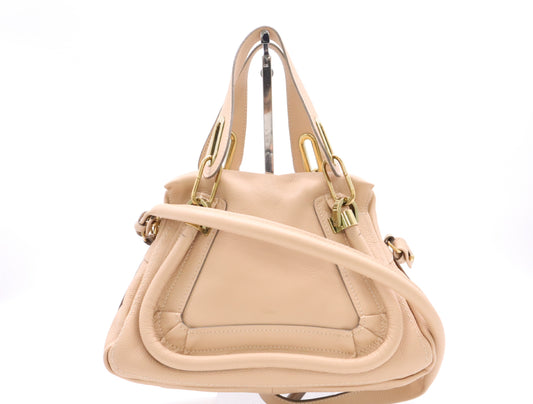 Chloe Leather Paraty Handbag Beige