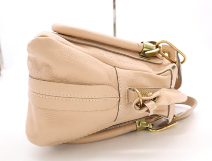 Chloe Leather Paraty Handbag Beige