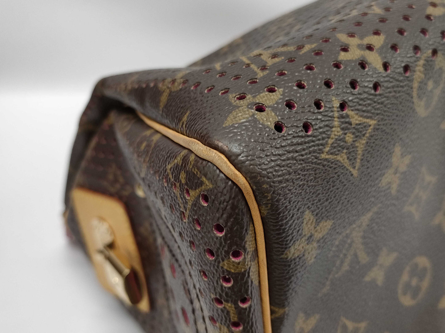 LOUIS VUITTON M95180 Monogram Perforated Speedy 30 Fuchsia Handbag with Box and Dust Bag