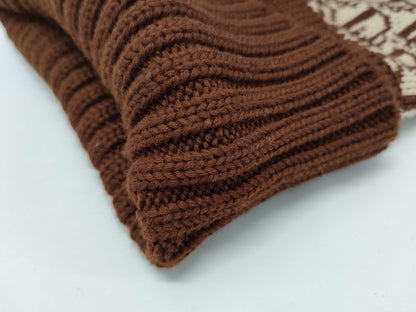 Dior Trotter Knit Cap with Pom-Pom, Brown Other Apparel