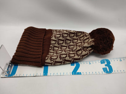 Dior Trotter Knit Cap with Pom-Pom, Brown Other Apparel