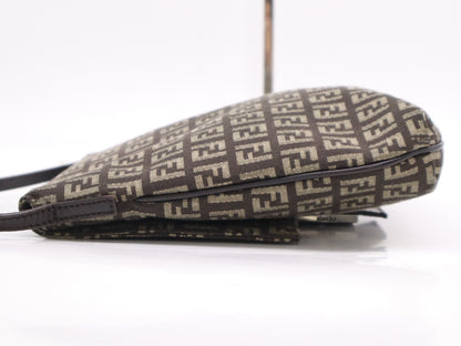 FENDI Canvas Zucchino Shoulder Bag Brown Shoulder Bag