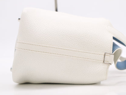 HERMES Taurillon Picotin 18 PM Eclat White Blue Handbag with Box and Dust Bag