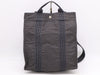HERMES Air Line Nylon Canvas 〇R Stamp Air Line Ad MM Gray Black Tote Bag