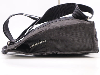 HERMES Air Line Nylon Canvas 〇R Stamp Air Line Ad MM Gray Black Tote Bag