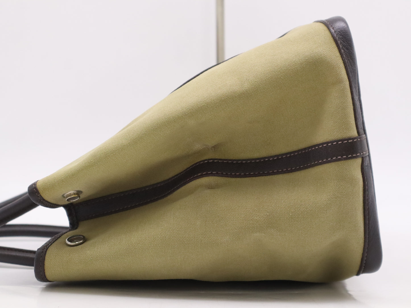 HERMES Toile Officier Negonda P Stamp Garden Party PM Khaki Brown Tote Bag