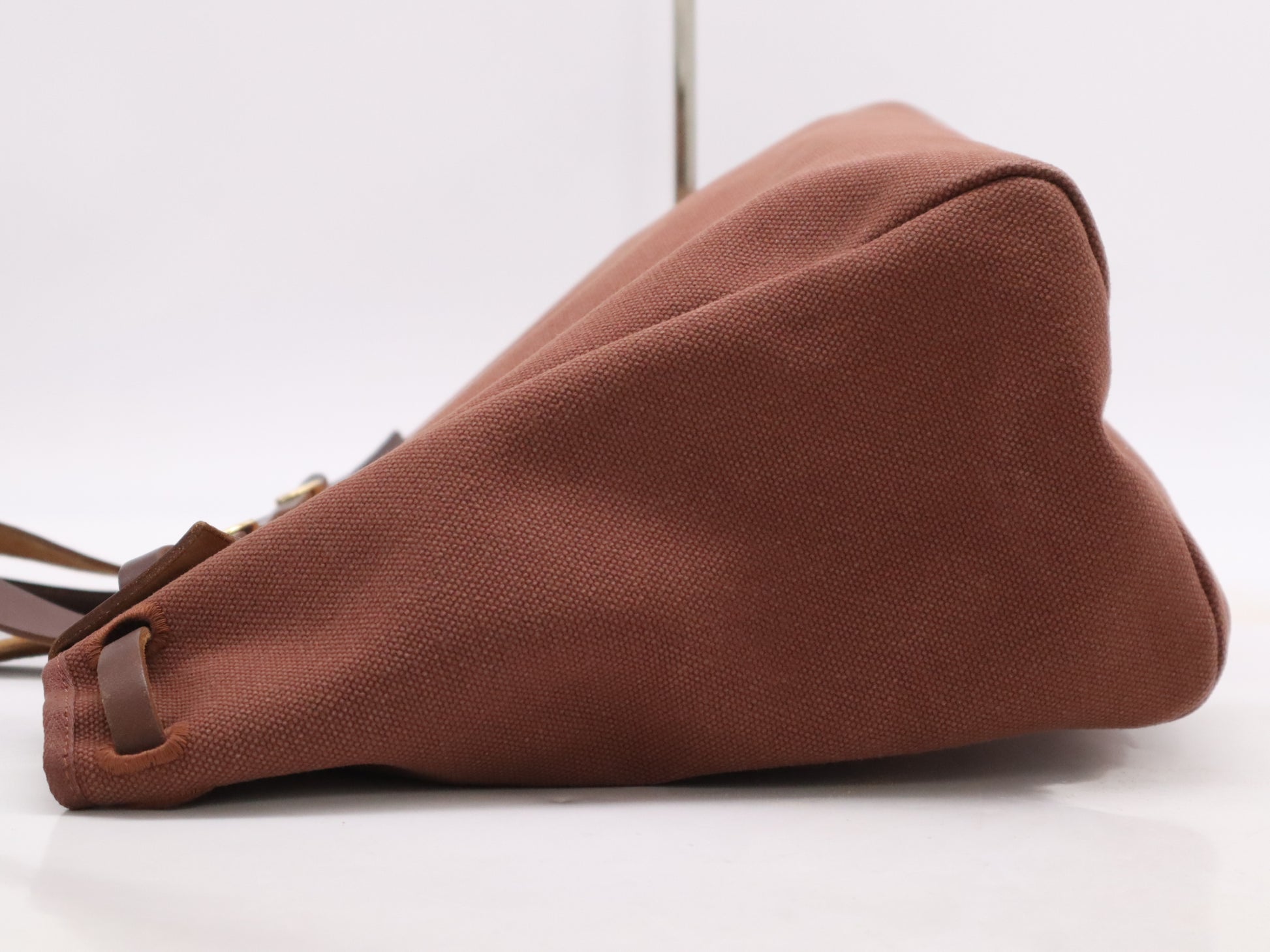 HERMES Toile Officier x Leather □F Stamp Air Bag Cabas GM Brown Tote Bag