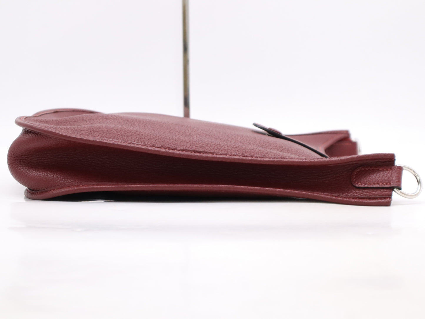 HERMES Evelyn 1PM Bordeaux Shoulder Bag with Silver Hardware, D Stamped, Year 2000, Box and Dust Bag Included