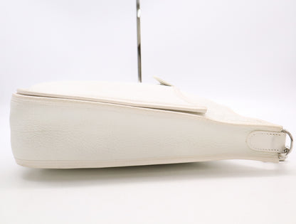 HERMES Evelyn Taurillon Clemence K Stamp Evelyn PM II White Shoulder Bag with Shoulder Strap