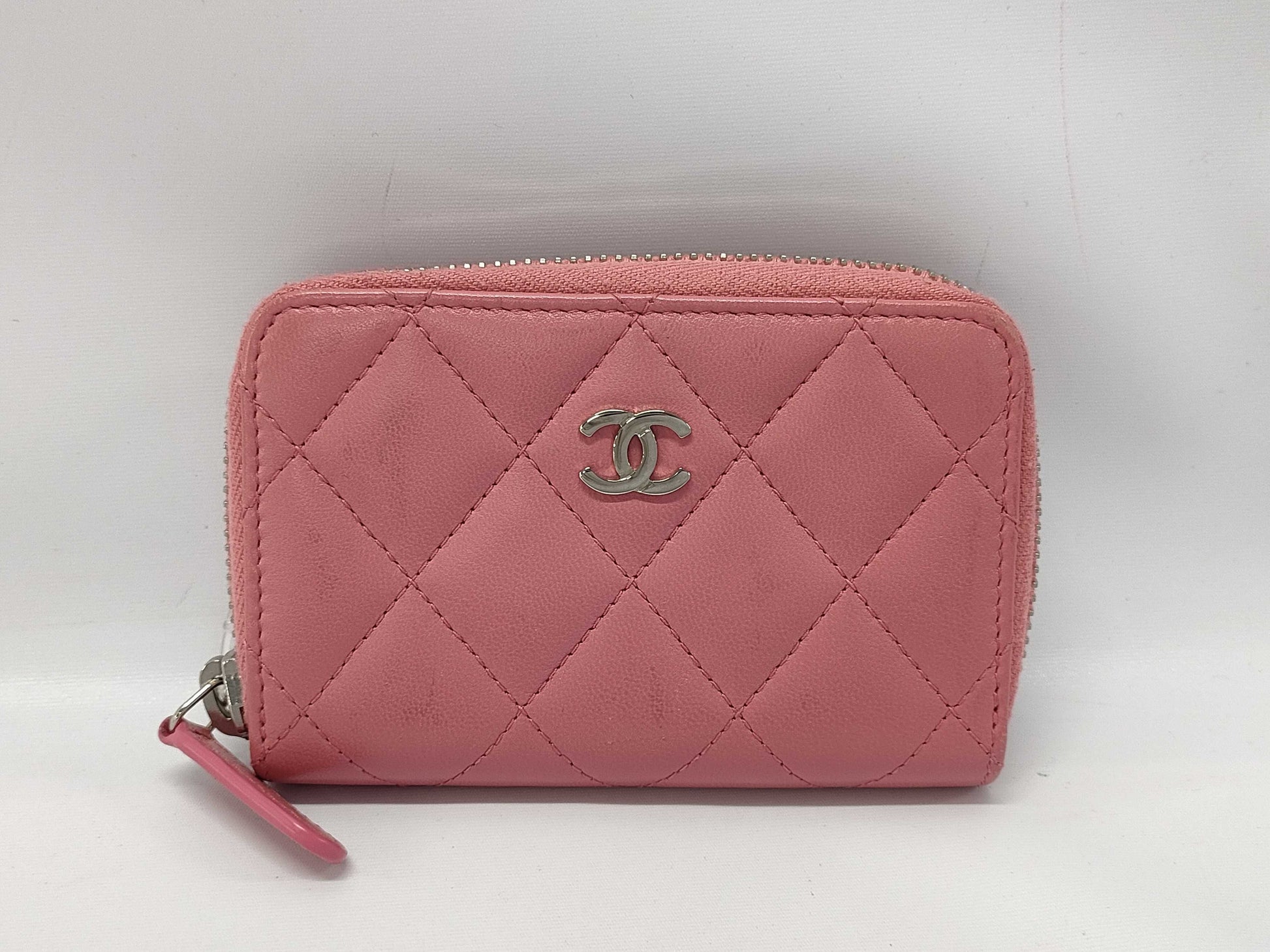 CHANEL Lambskin Classic Zip Coin Purse in Pink with Guarantee Card and Dust Bag, Card and Sticker 22607397 Coin Case