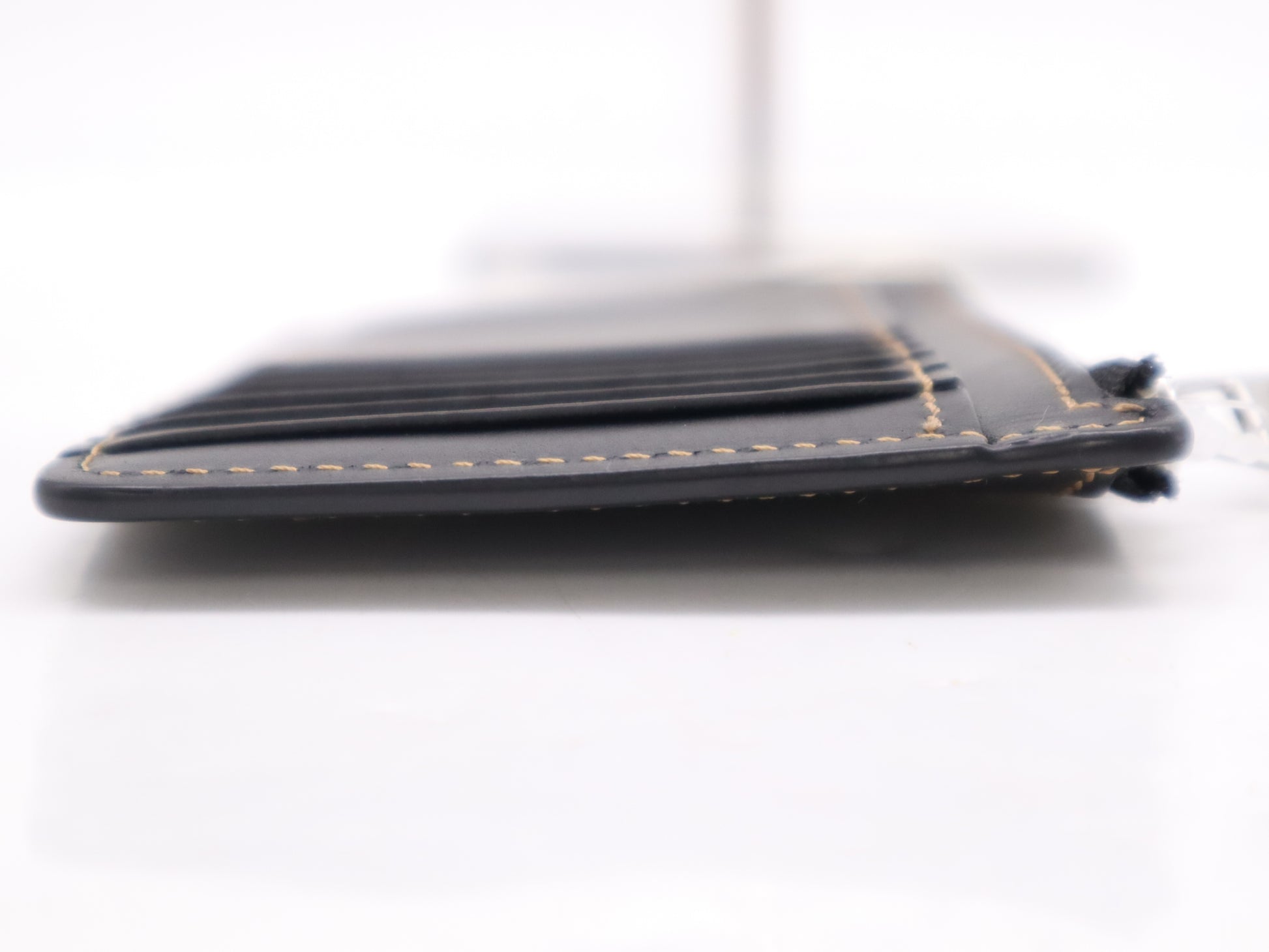 LOEWE C510G17X01 Calfskin Puzzle Stitch Card Case Smart Wallet Black