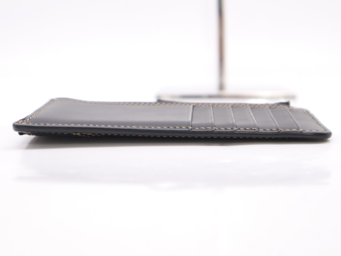 LOEWE C510G17X01 Calfskin Puzzle Stitch Card Case Smart Wallet Black