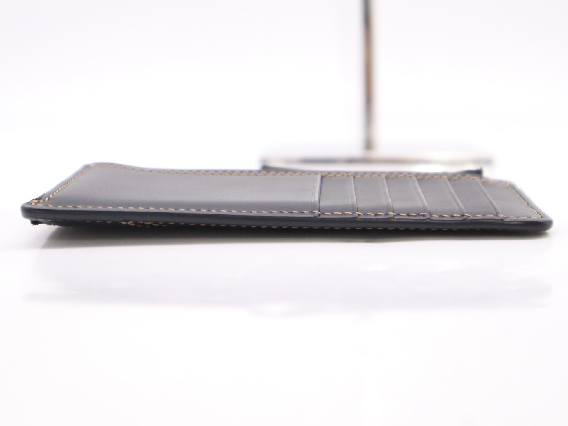 LOEWE C510G17X01 Calfskin Puzzle Stitch Card Case Smart Wallet Black