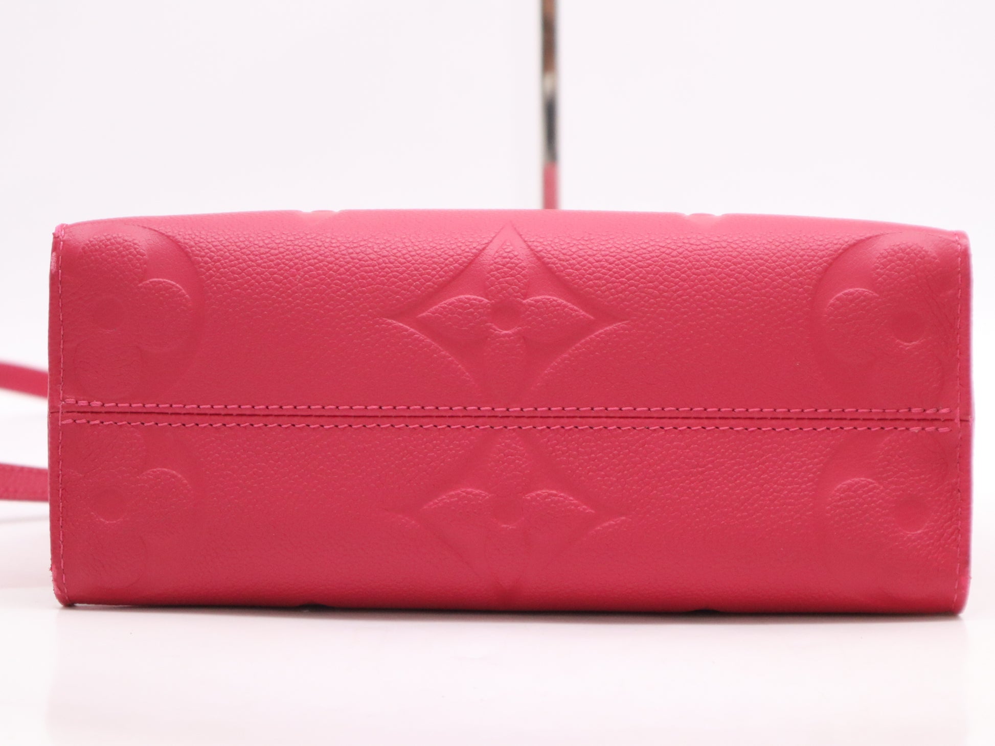 LOUIS VUITTON Monogram Empreinte M45660 Monogram Empreinte Empreinte On-the-Go PM Freesia Handbag with Shoulder Strap, RFID Verified