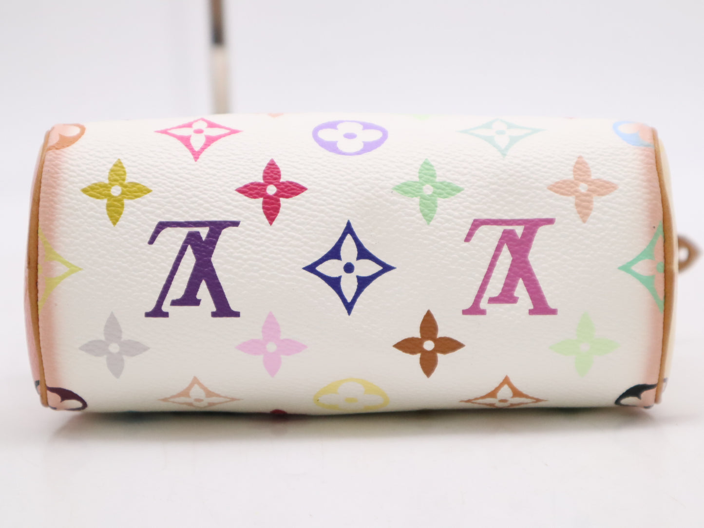 LOUIS VUITTON Monogram Multicolore M92645 Monogram Multicolore Mini Speedy Blanc Handbag with Shoulder Strap