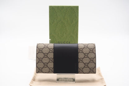 GUCCI GG Supreme Canvas and Leather Bifold Long Wallet 0416 Wallet