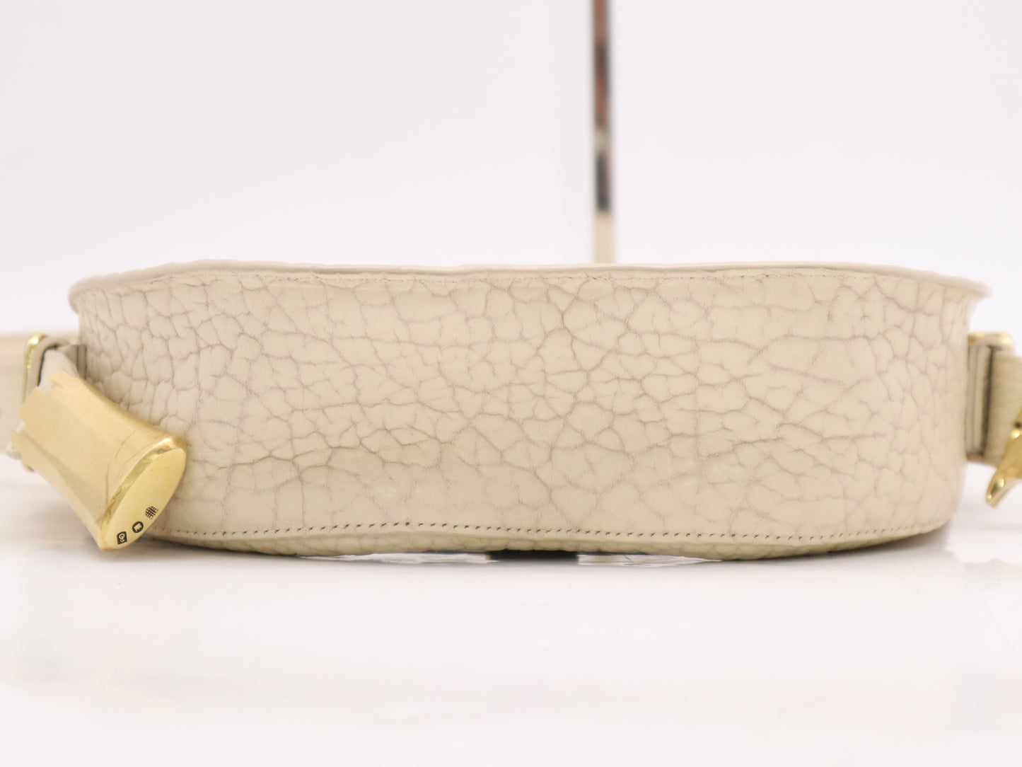 BURBERRY Small Chess Satchel Shoulder Bag in Ivory Leather with Dust Bag