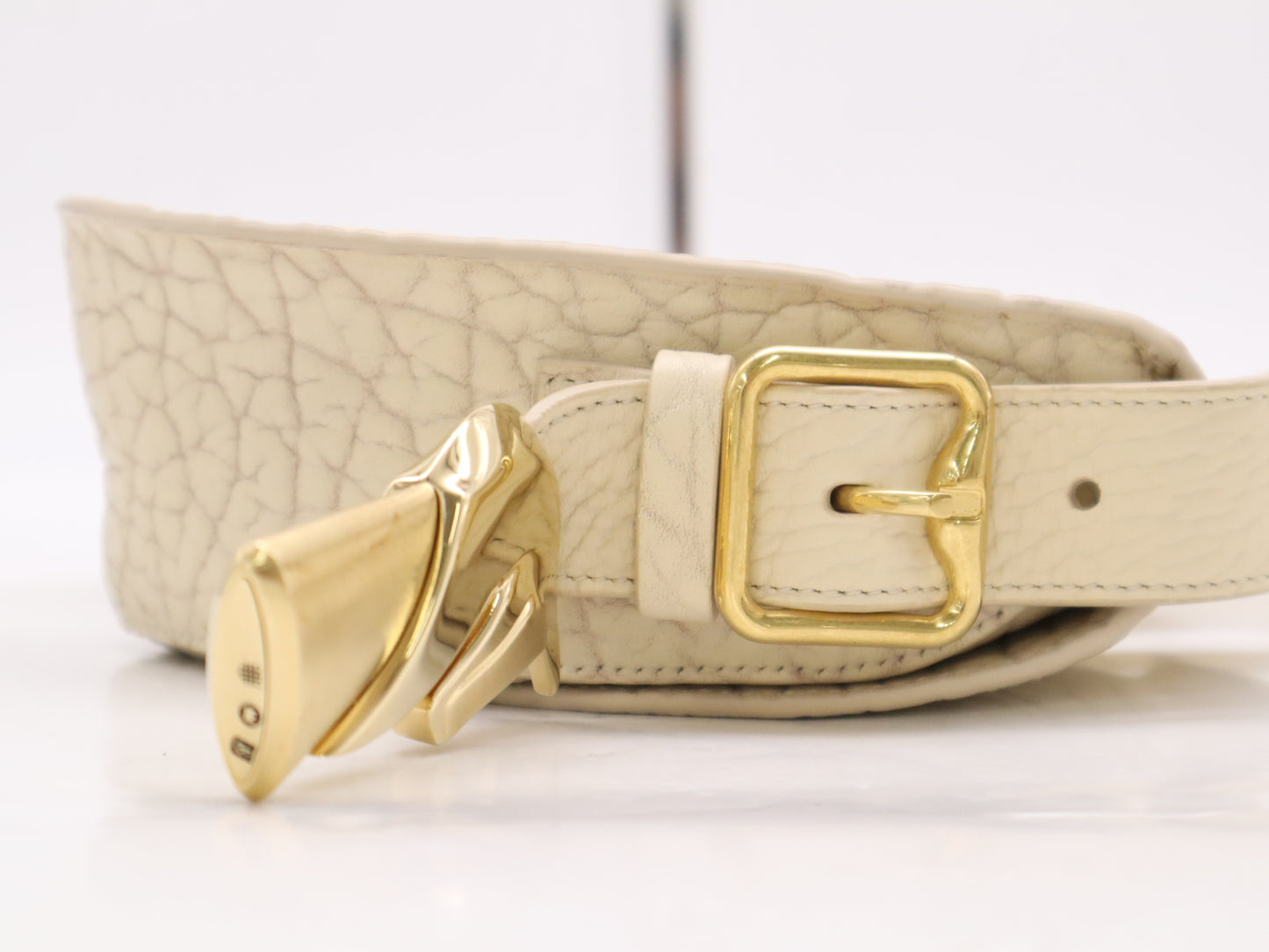 BURBERRY Small Chess Satchel Shoulder Bag in Ivory Leather with Dust Bag