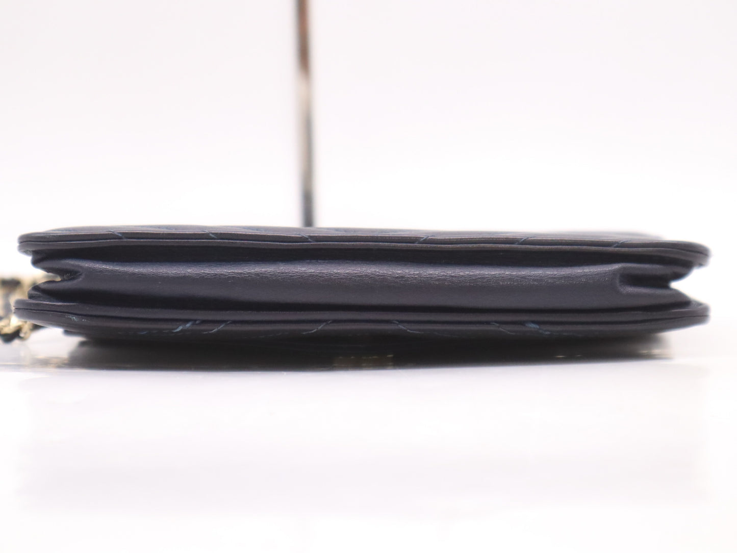 CHANEL Leather V-Stitch Coco Mark Chain Wallet Navy Blue with GD Hardware, Seal, Card Holder 26377920 Shoulder Bag