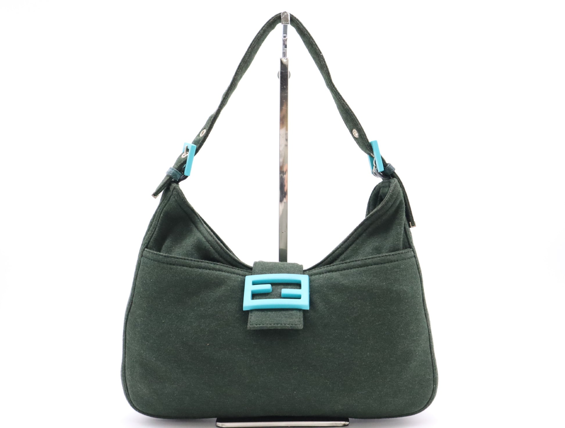 FENDI Mamma Bucket Cotton Jersey Shoulder Bag Green