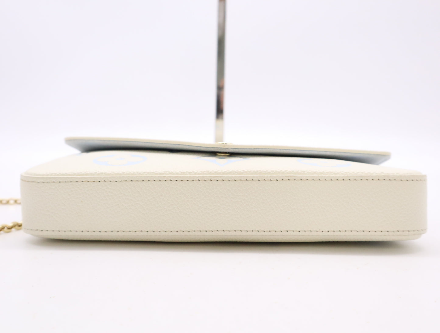 LOUIS VUITTON Monogram Empreinte M83025 Pochette Felicie Latte White/Candy Blue, RFID Verified, No Serial Tag, Includes 2 Pouches