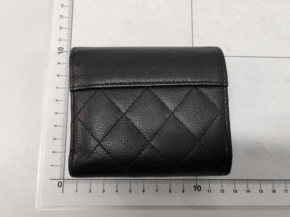 CHANEL Calfskin Tri-fold Wallet Matelasse Half Coco with Silver Hardware and Black Seal 29674335 Wallet