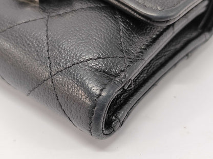 CHANEL Calfskin Tri-fold Wallet Matelasse Half Coco with Silver Hardware and Black Seal 29674335 Wallet