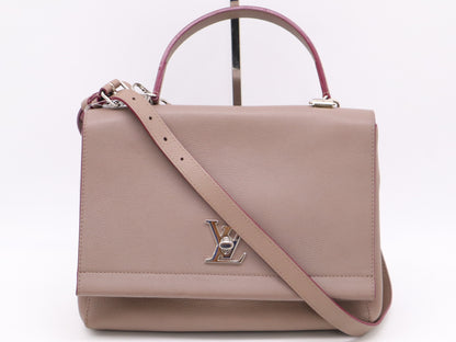 LOUIS VUITTON M50578 Calf Leather Lockme 2 Taupe Handbag with Shoulder Strap and Clasp