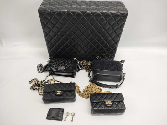 CHANEL Lambskin Grained Calfskin & Tweed Success Story Trunk Set 