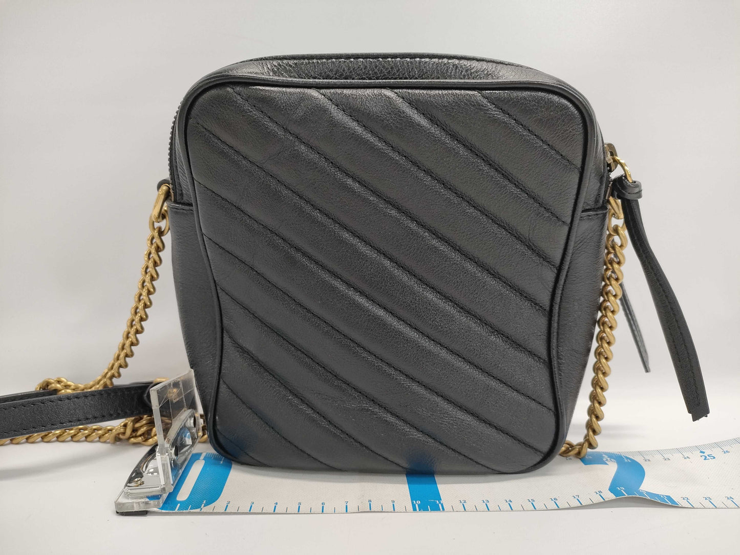 GUCCI 550155 Leather GG Marmont Shoulder Bag in Black with GD Hardware