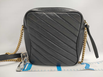 GUCCI 550155 Leather GG Marmont Shoulder Bag in Black with GD Hardware