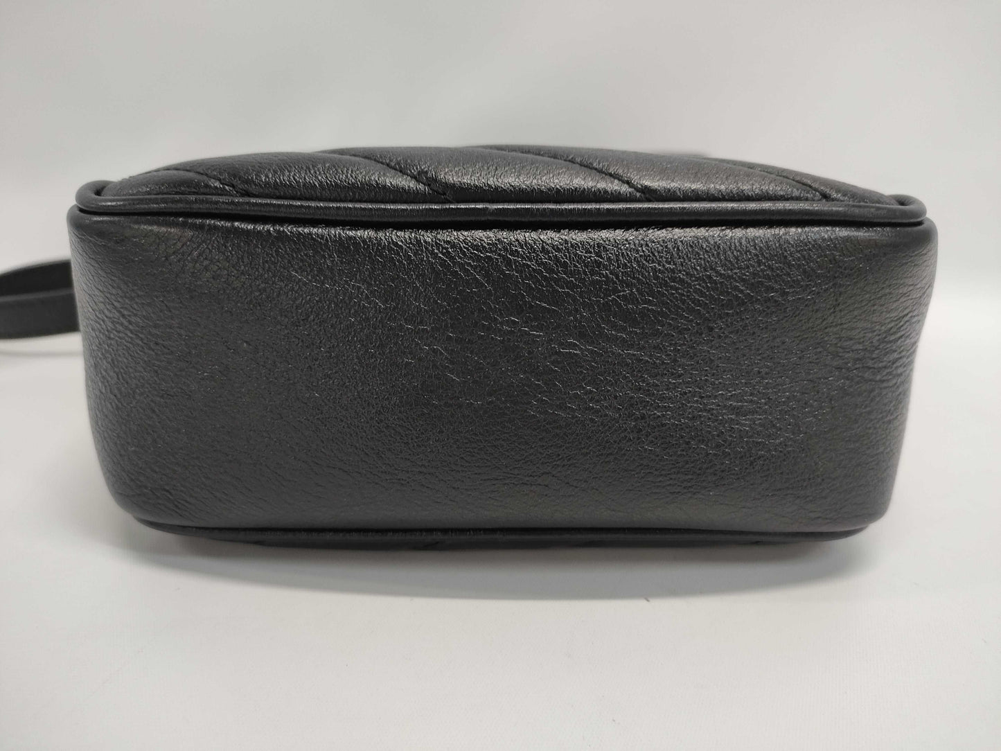 GUCCI 550155 Leather GG Marmont Shoulder Bag in Black with GD Hardware