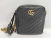 GUCCI 550155 Leather GG Marmont Shoulder Bag in Black with GD Hardware