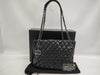CHANEL Lambskin Matelasse Chain Tote Bag in Black with Guarantee Card 