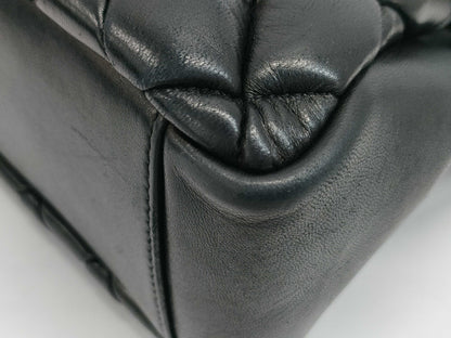 CHANEL Lambskin Matelasse Chain Tote Bag in Black with Guarantee Card 