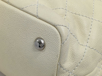 CHANEL A92211 Caviar Skin Wild Stitch On the Road Tote Bag, Ivory, with Sterling Silver Hardware, Pouch, Dust Bag, Sticker, Card, 20993584