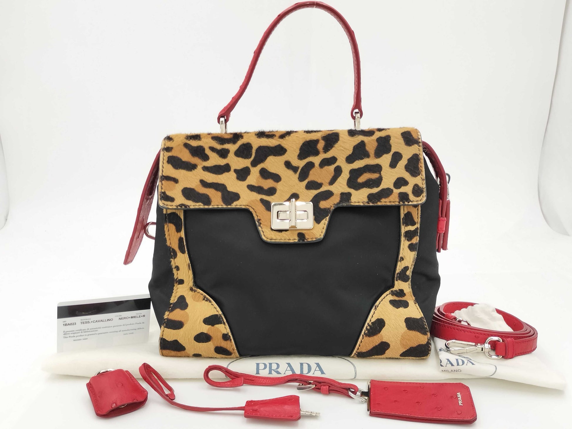 PRADA Prada Harako Ostrich Handbag 2-way Handbag