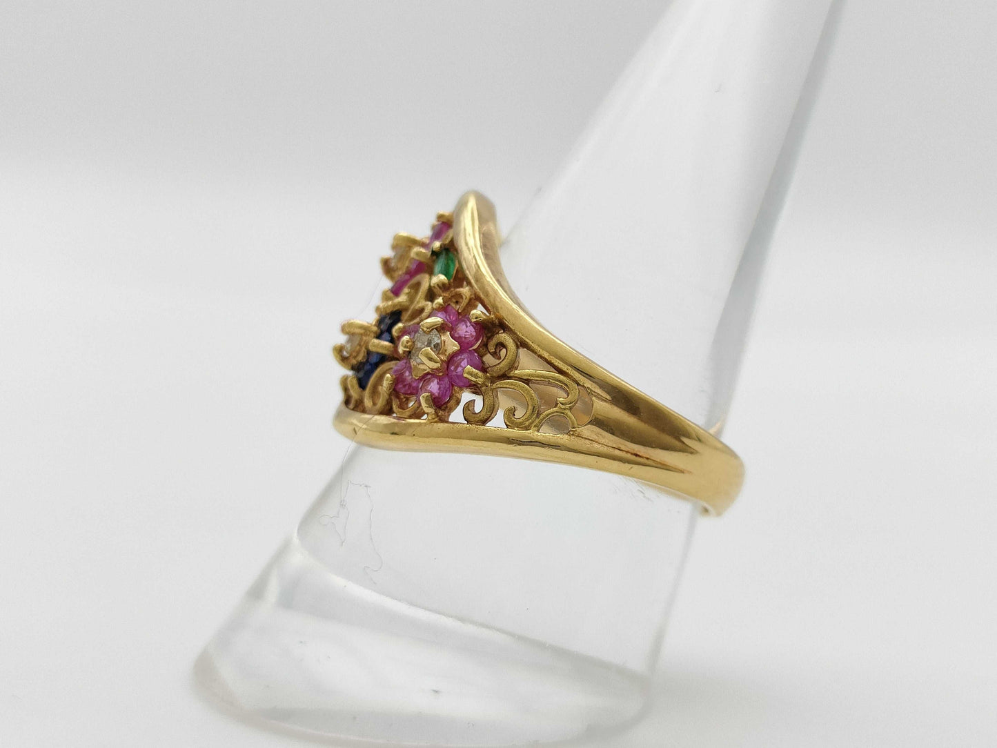 Ruby, Sapphire, Emerald, D0.10ct, 18K Gold, 5.9g Ring 