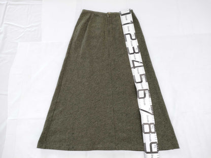 Ys Yohji Yamamoto wool A-line long skirt, khaki, size 3