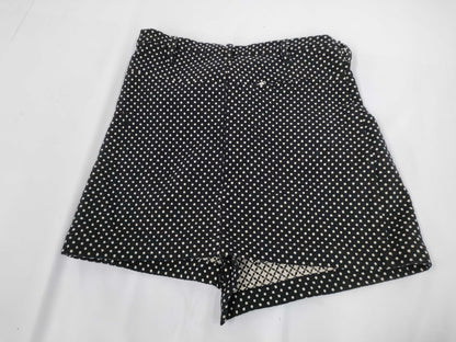 Ys Yohji Yamamoto Polka Dot Pattern Asymmetrical Shorts, Black, Size 2
