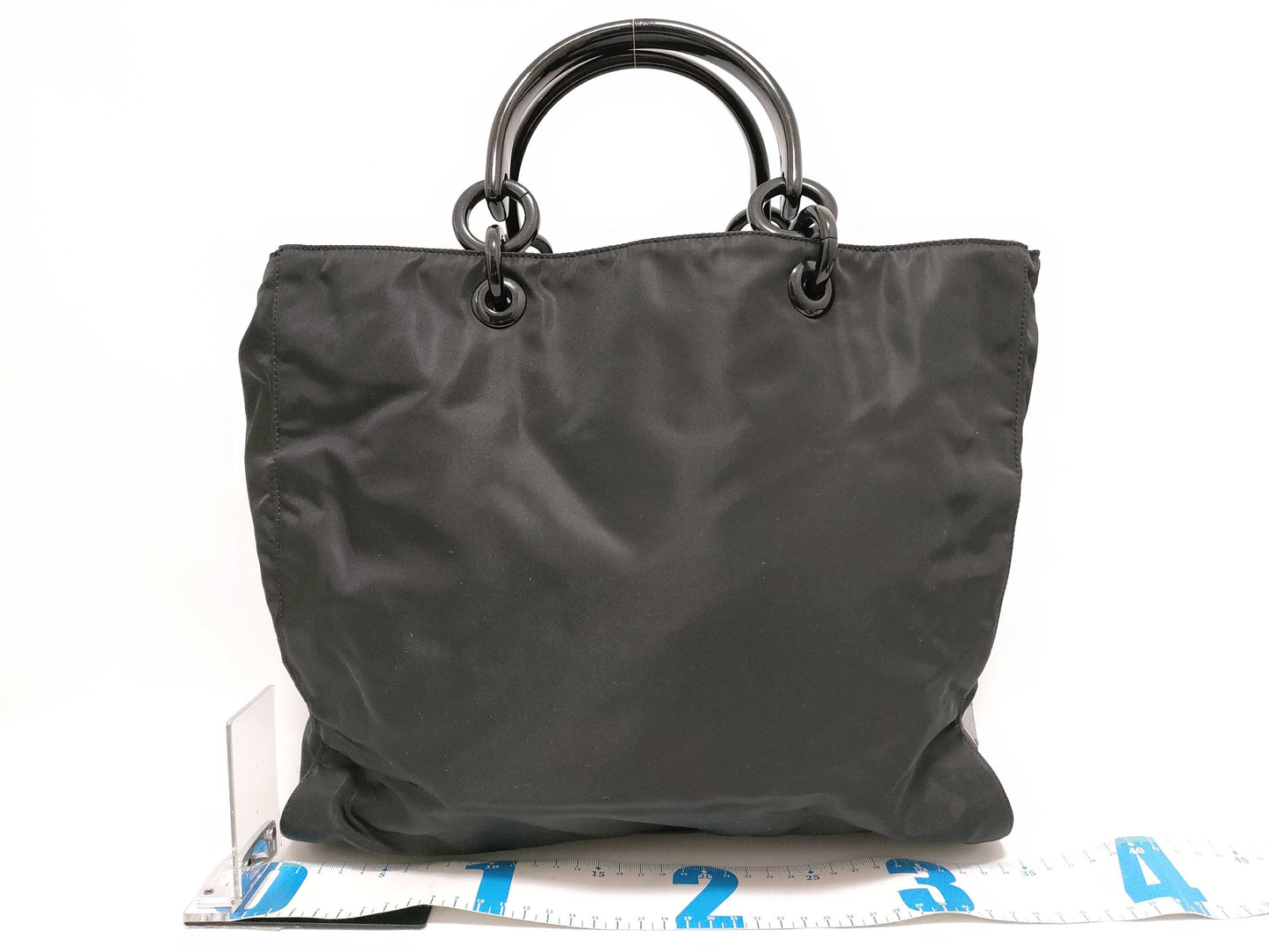 PRADA Nylon Prada Nylon Hand Tote Bag with Plastic Handles in Black