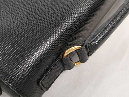 CELINE Circle Logo 2-Way Messenger Shoulder Bag in Black Leather