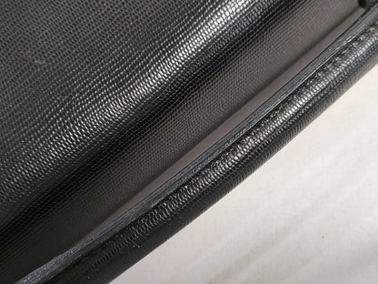 CELINE Circle Logo 2-Way Messenger Shoulder Bag in Black Leather