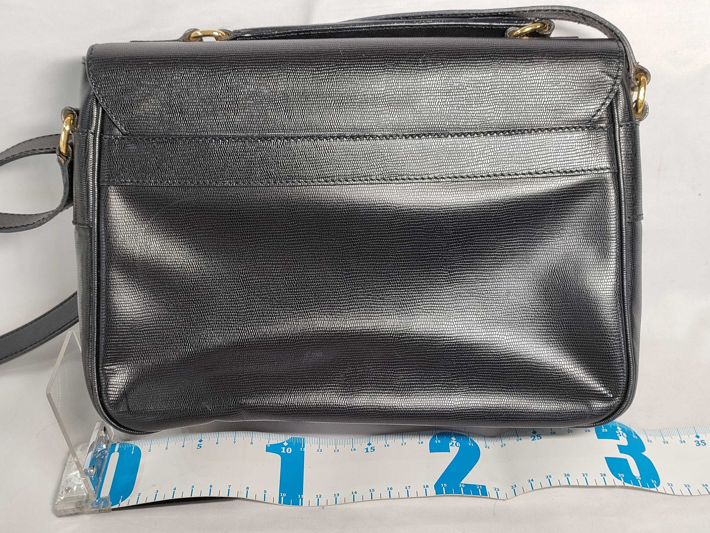 CELINE Circle Logo 2-Way Messenger Shoulder Bag in Black Leather