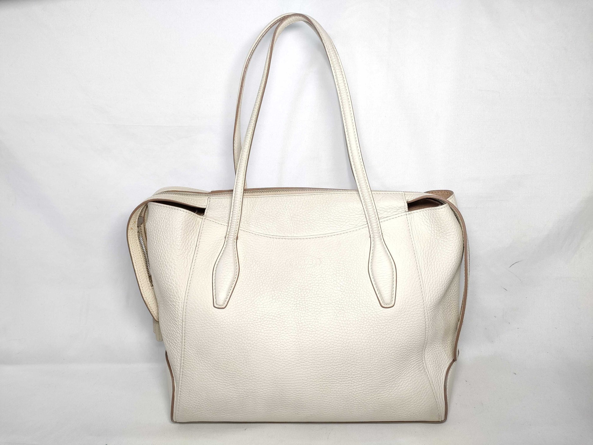 TODS Shopping Tote Medium Leather White Tote Bag