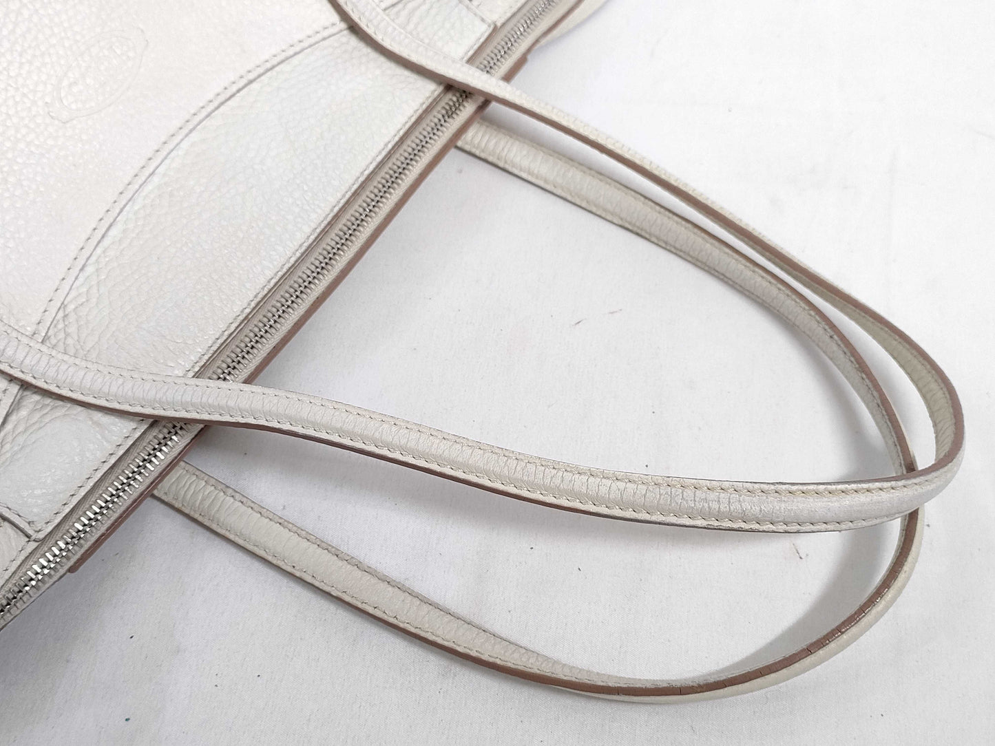 TODS Shopping Tote Medium Leather White Tote Bag