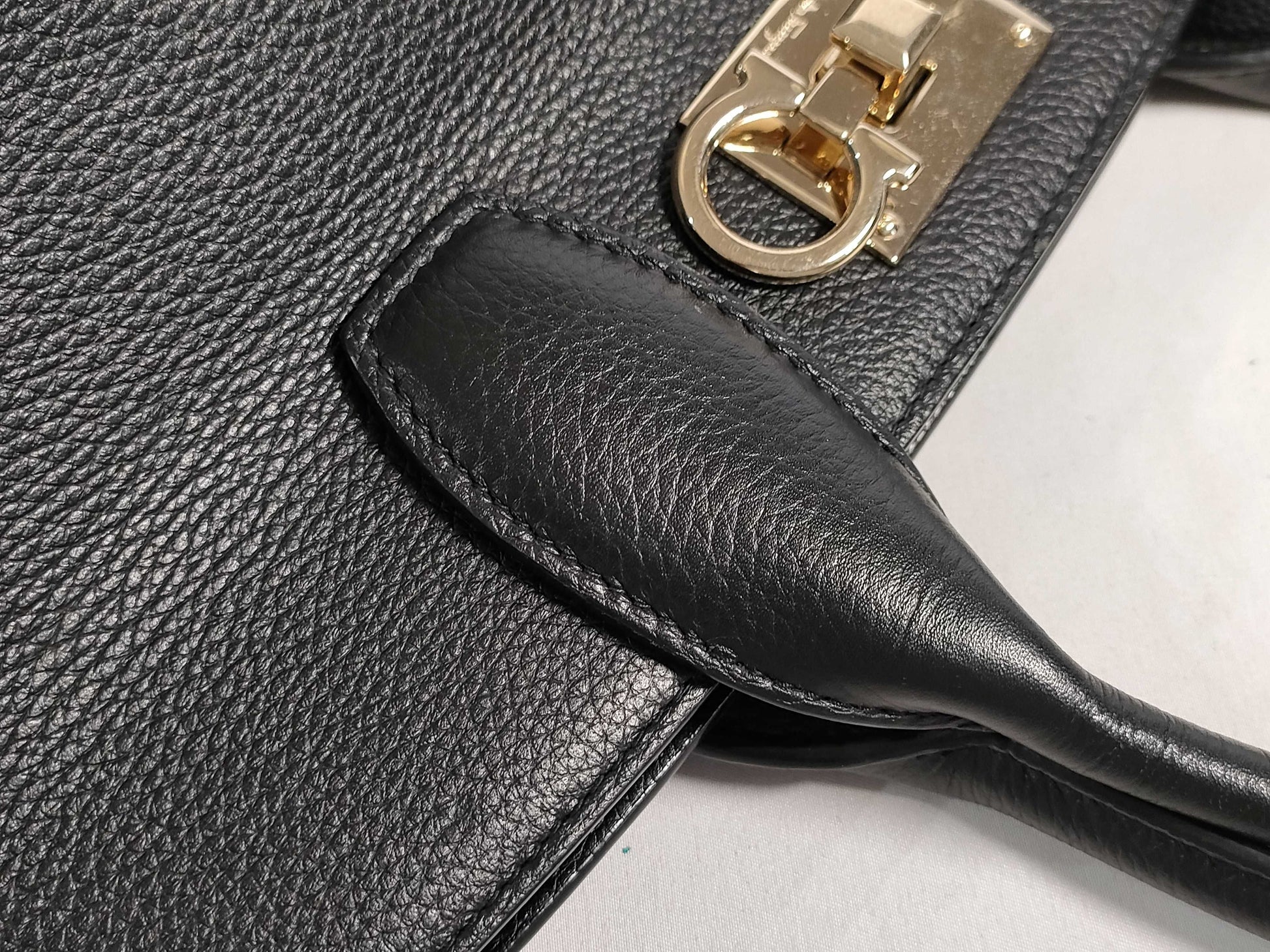 Salvatore Ferragamo Gancini Studio Bag, Gancini Leather Black Handbag